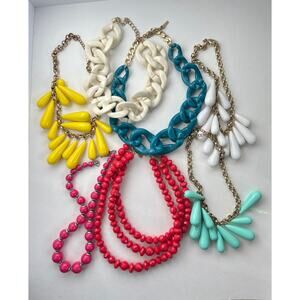 7 Big Bold Necklaces Bright Colors Plastic Costume Crafting Statement Jewlery